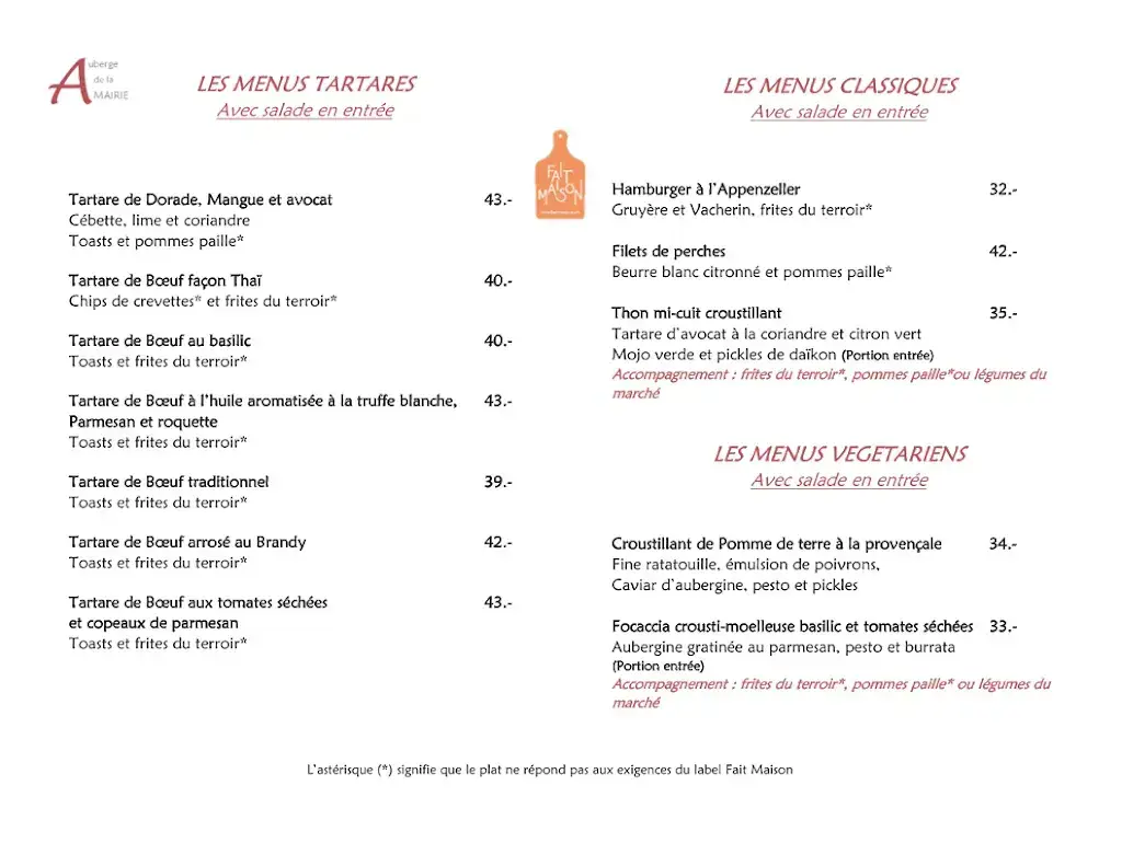 Menu_Auberge de la Mairie_Vernier_imagen_2