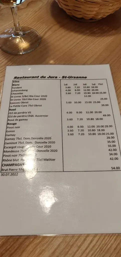 Restaurant du Jura Restaurant in Saint-Ursanne