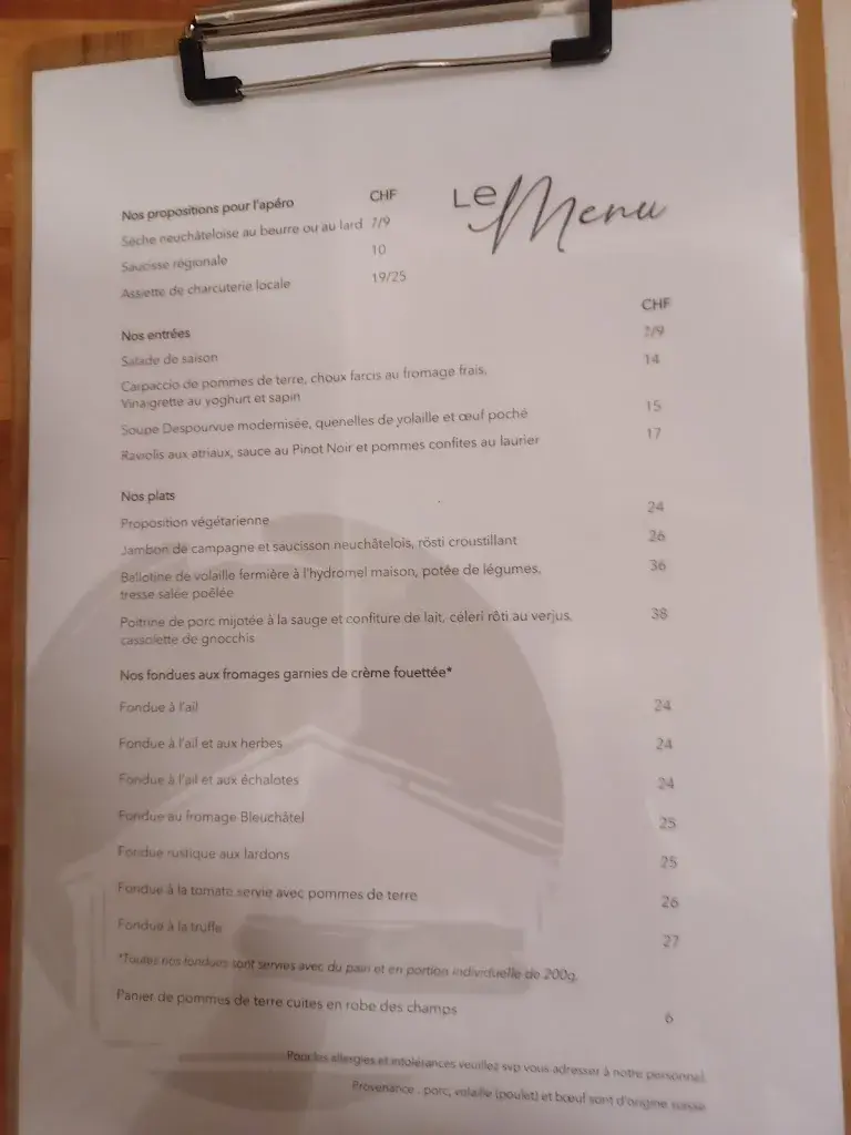 Auberge du Mont-Cornu restaurante en La Chaux-de-Fonds