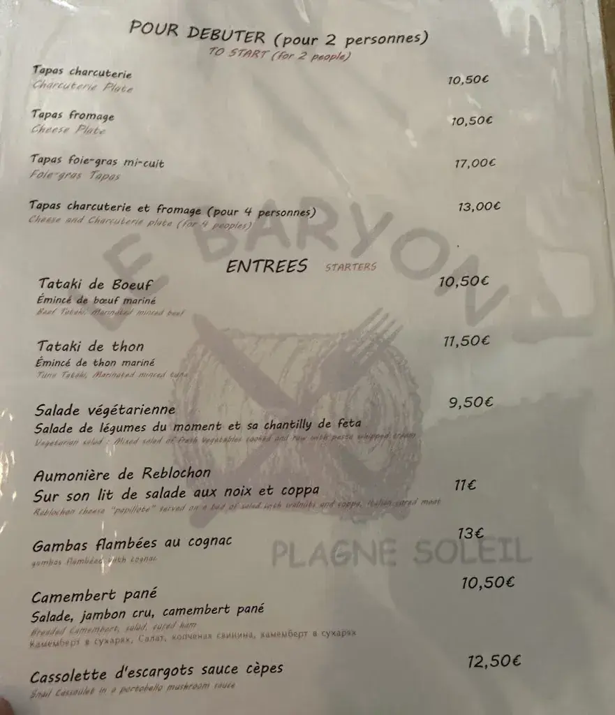 Menu_Restaurant Le Baryon_France_immagine_2
