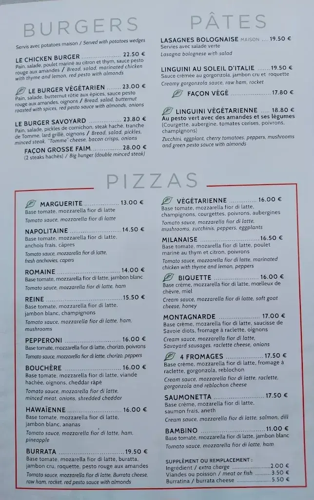 Menu_Restaurant Le Chairlift_France_image_2