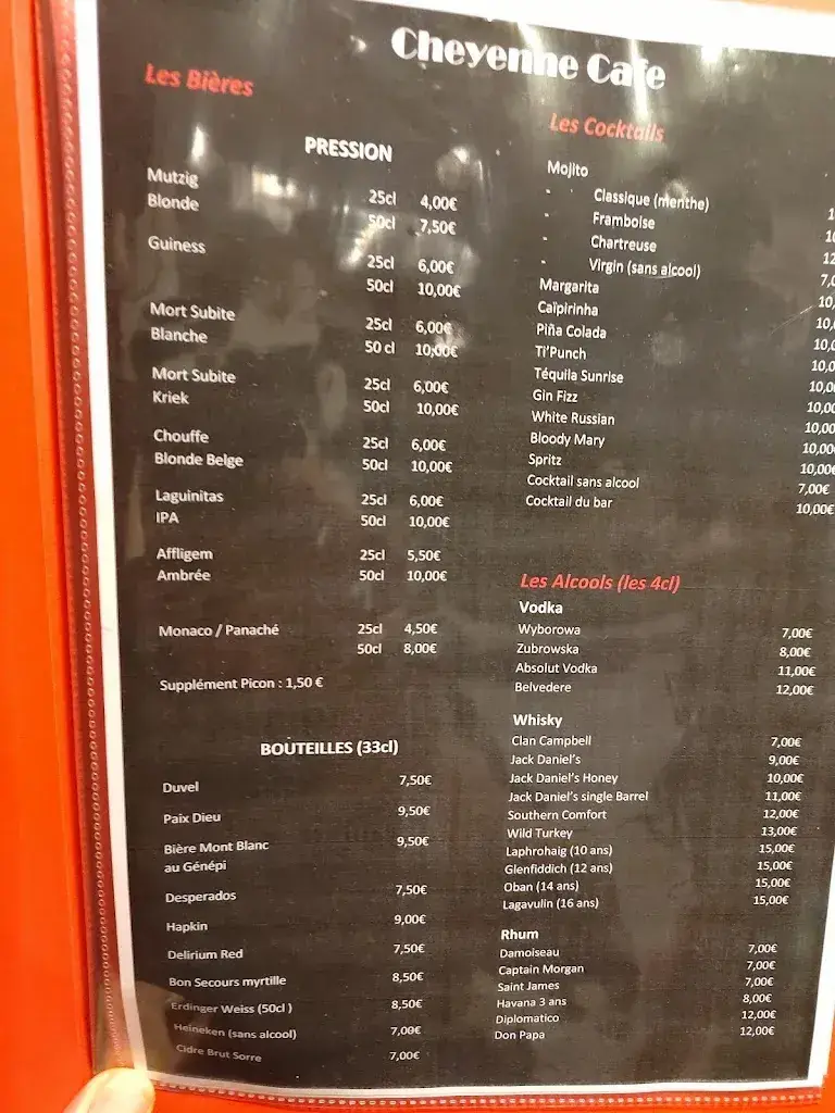 Menu_Cheyenne Café Bar/Restaurant_France_image_4
