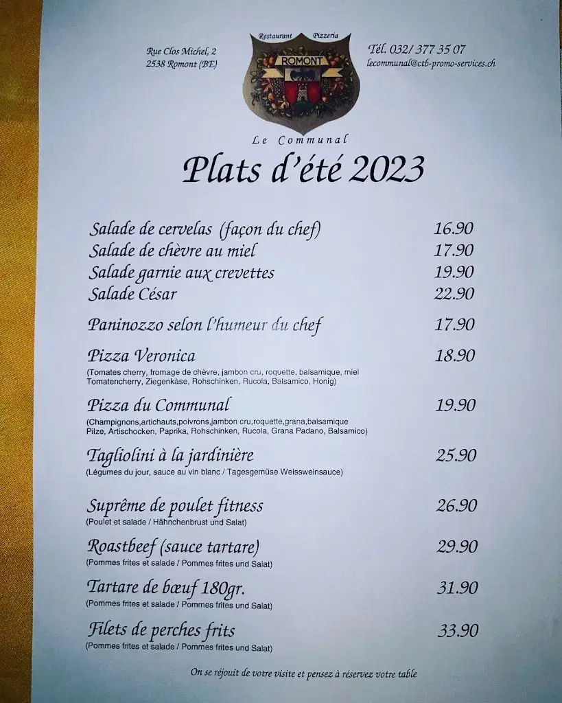 Menü_Restaurant Communal_Romont_Bild_1