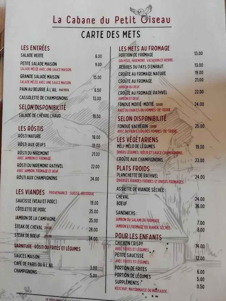Menu_La Cabane du Petit Oiseau_Châtel-Saint-Denis_image_1