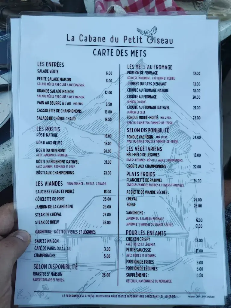 Menu_La Cabane du Petit Oiseau_Châtel-Saint-Denis_image_2