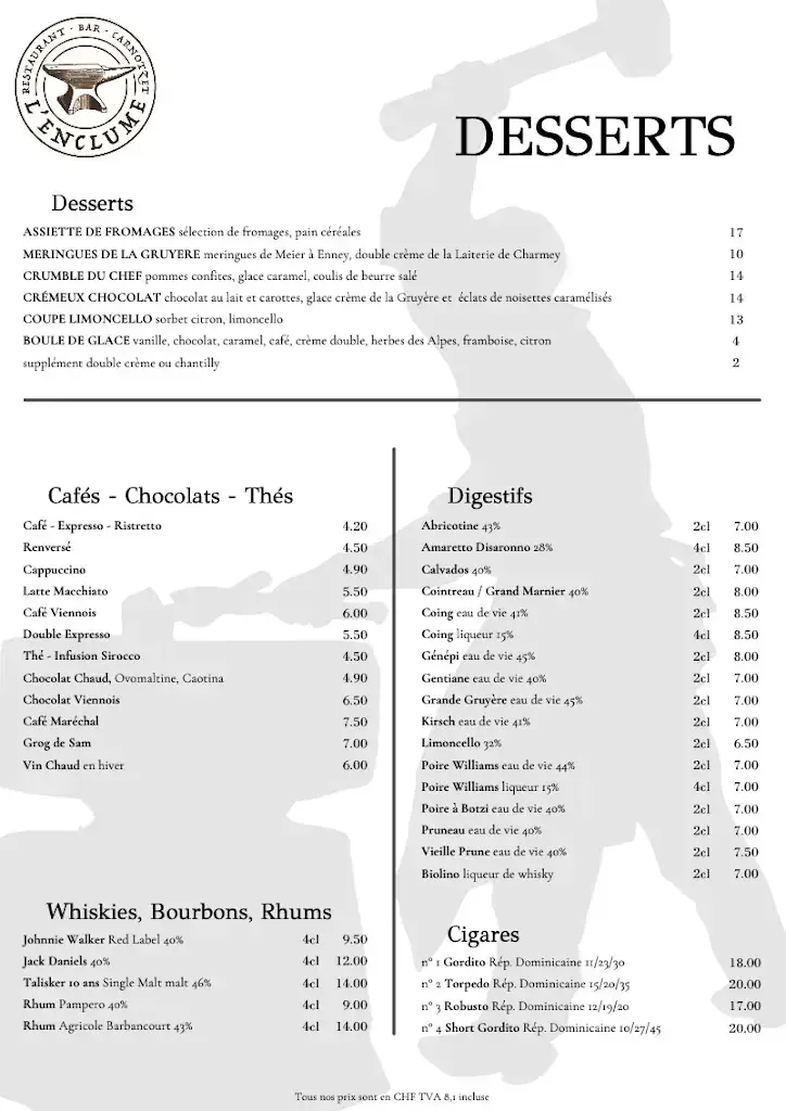 Menu_L'Enclume (Maréchal Ferrant)_Val-de-Charmey_imagen_2