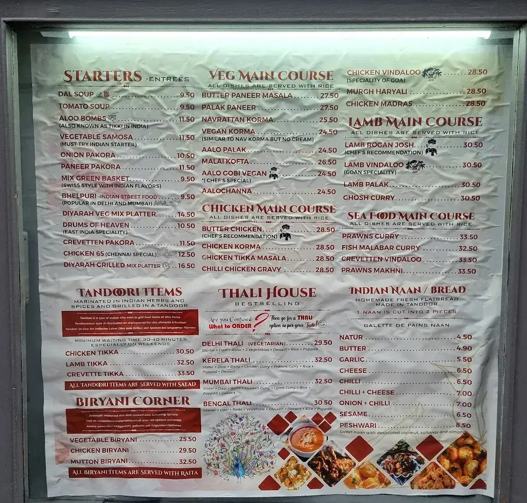 Menu_Restaurant GoldenIndia Freiburg/Fribourg 