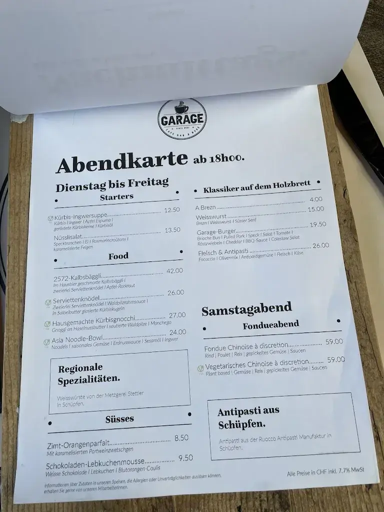 Restaurant Garage Cafe Bar_Sutz-Lattrigen_menu_image_1