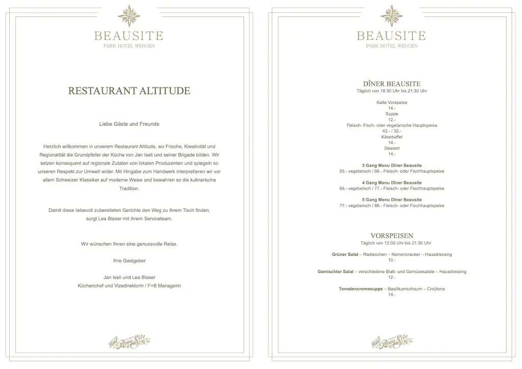 Restaurant Altitude bei Beausite Park Hotel restaurant à Wengen BE