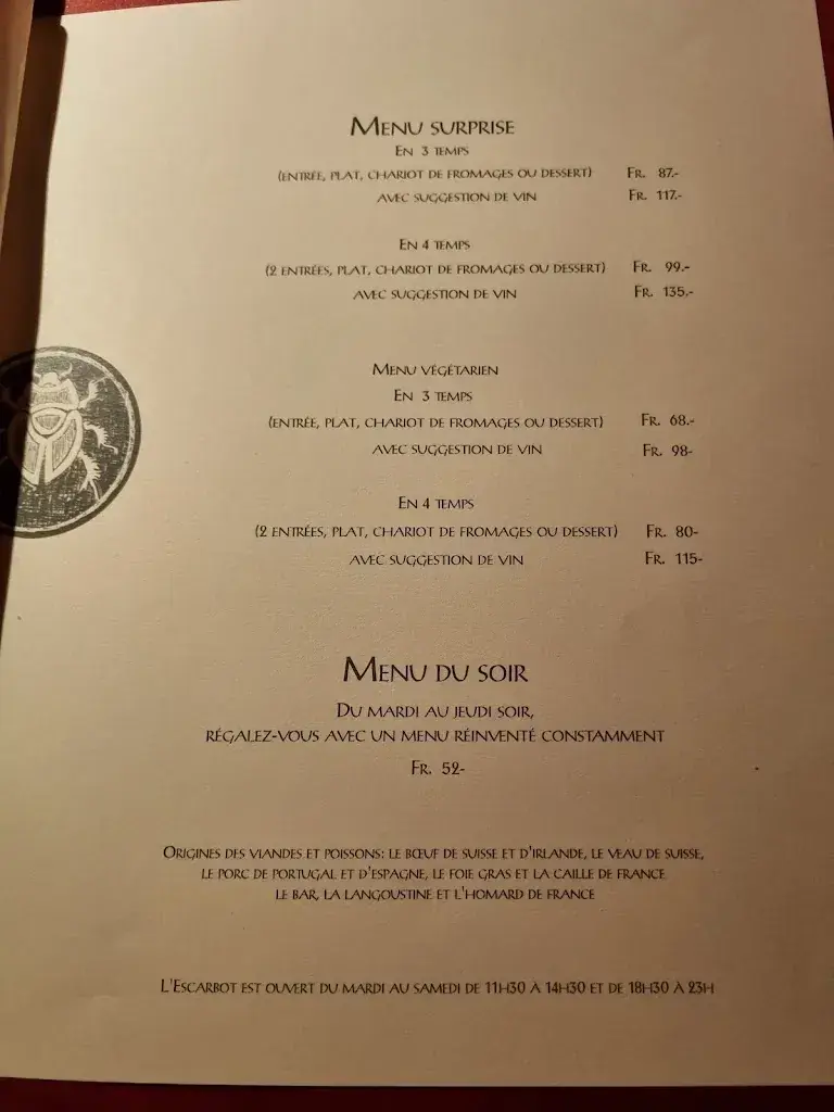 Menu_Restaurant L'Escarbot_Le Landeron_image_2