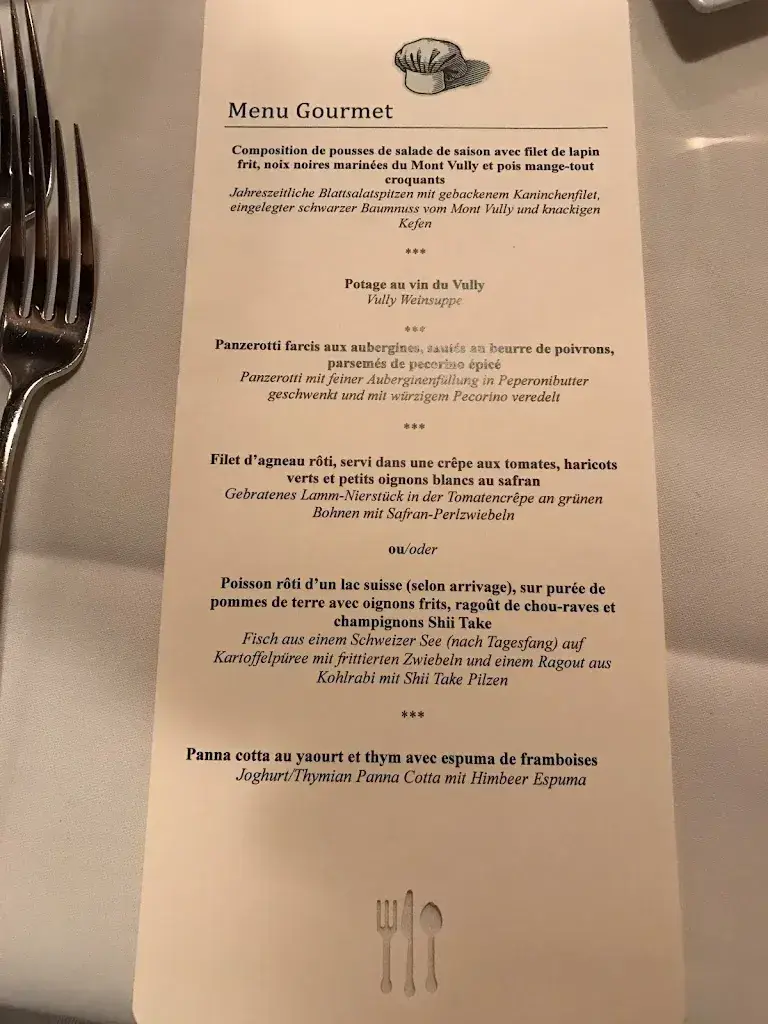 Menu_Hôtel Restaurant Le Mont-Vully_Lugnorre_image_1