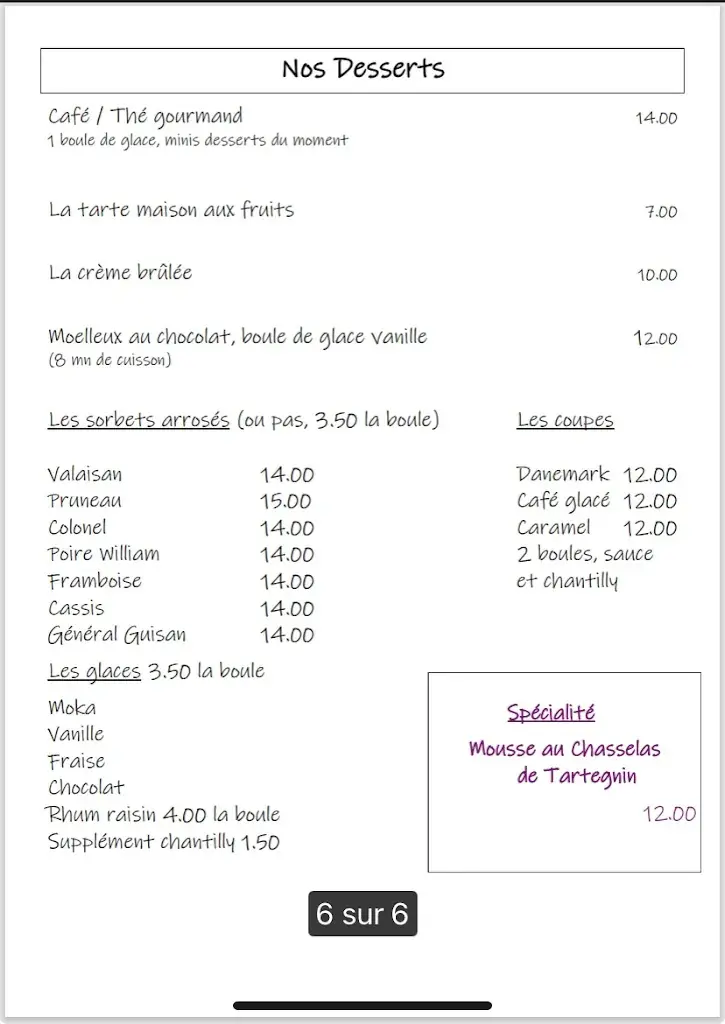 Menü_La Pinte de Tartegnin_Tartegnin_Bild_3