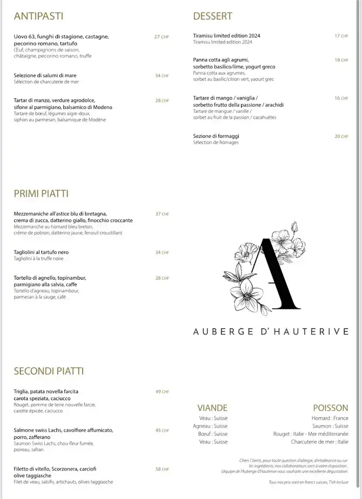 Menu_Auberge d'Hauterive_Hauterive_image_4