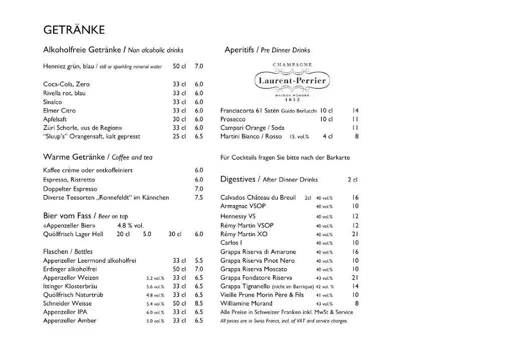 Menu_King's Cave_Zürich_image_1