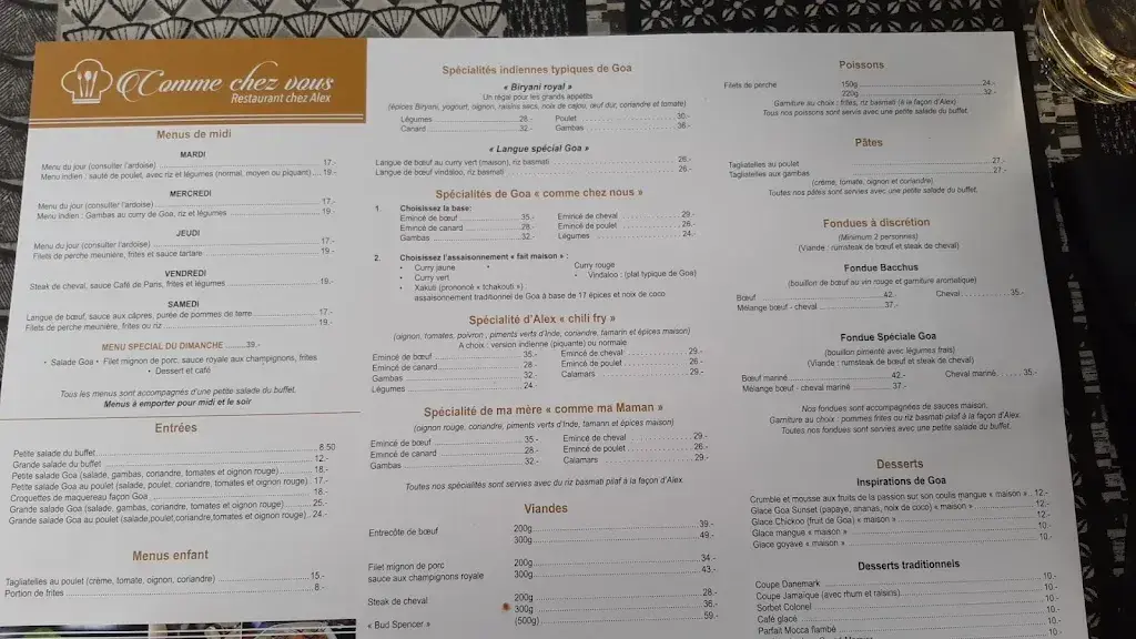 Restaurant Comme chez vous chez Alex_St Blaise_menu_image_1