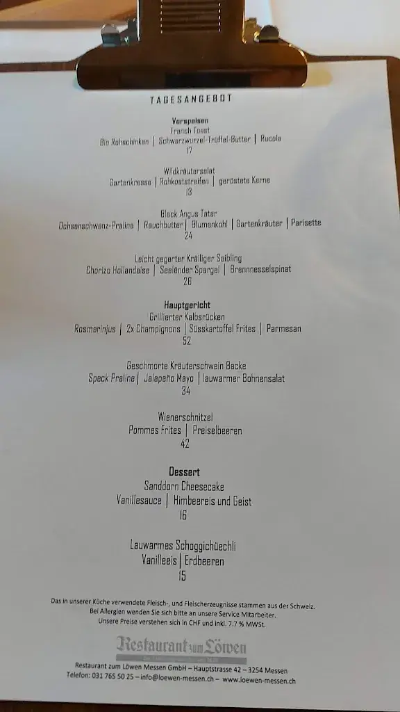 Restaurant zum Löwen Messen restaurant à Messen