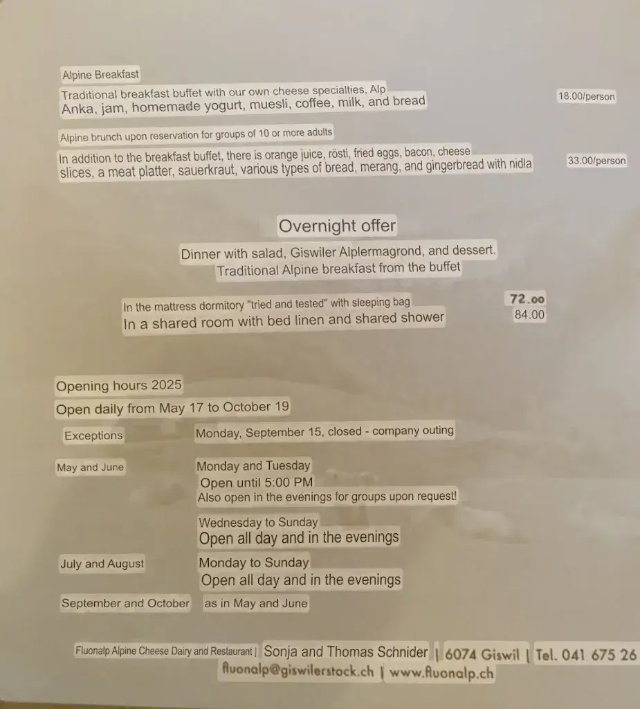 Fluonalp Alpkäserei und Beizli restaurant à Giswil