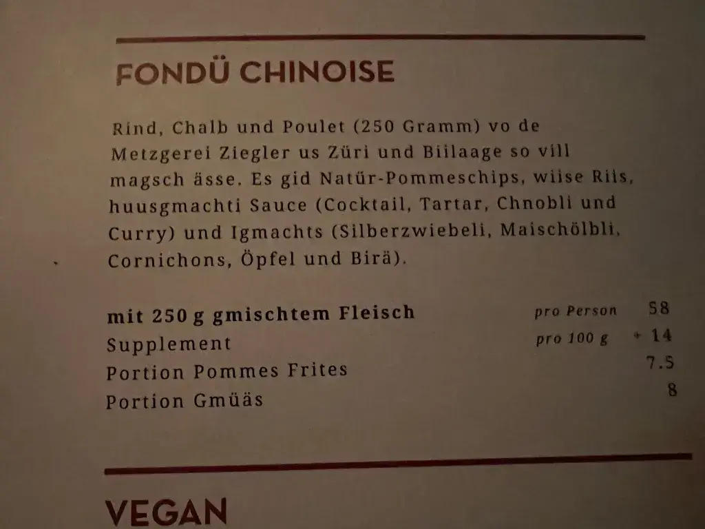 Menu_Chalet Züriberg_Zürich_immagine_1