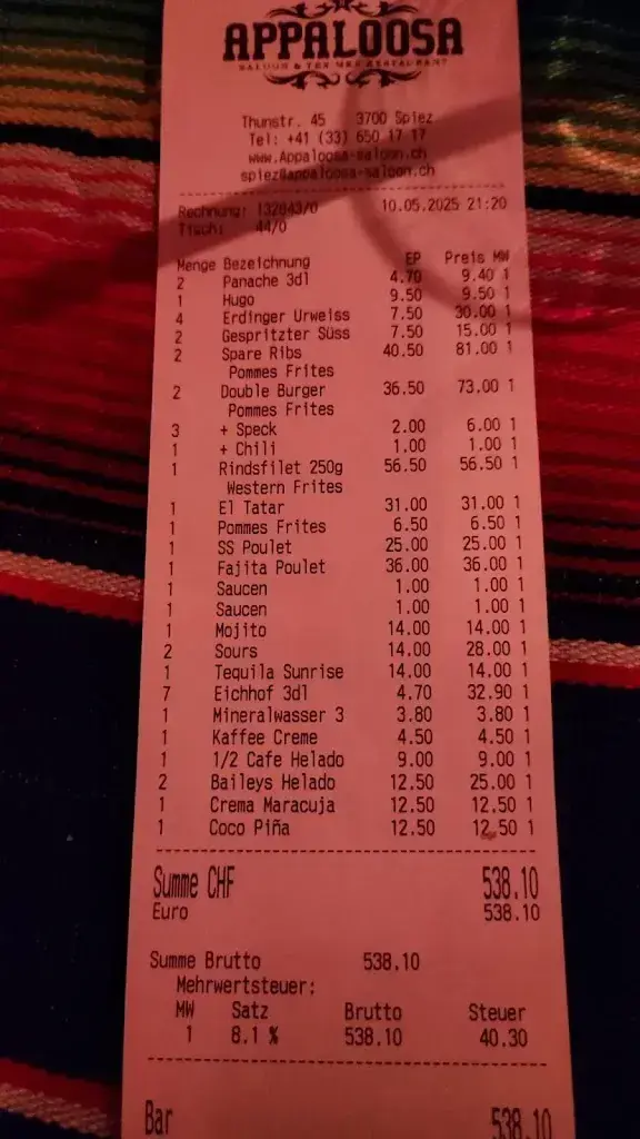 Appaloosa Saloon_Spiez_menu_image_1