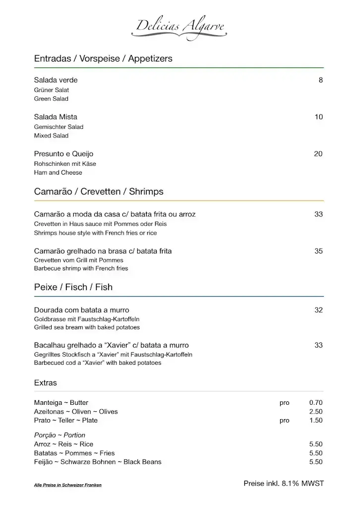 Delicias Algarve restaurant à Interlaken