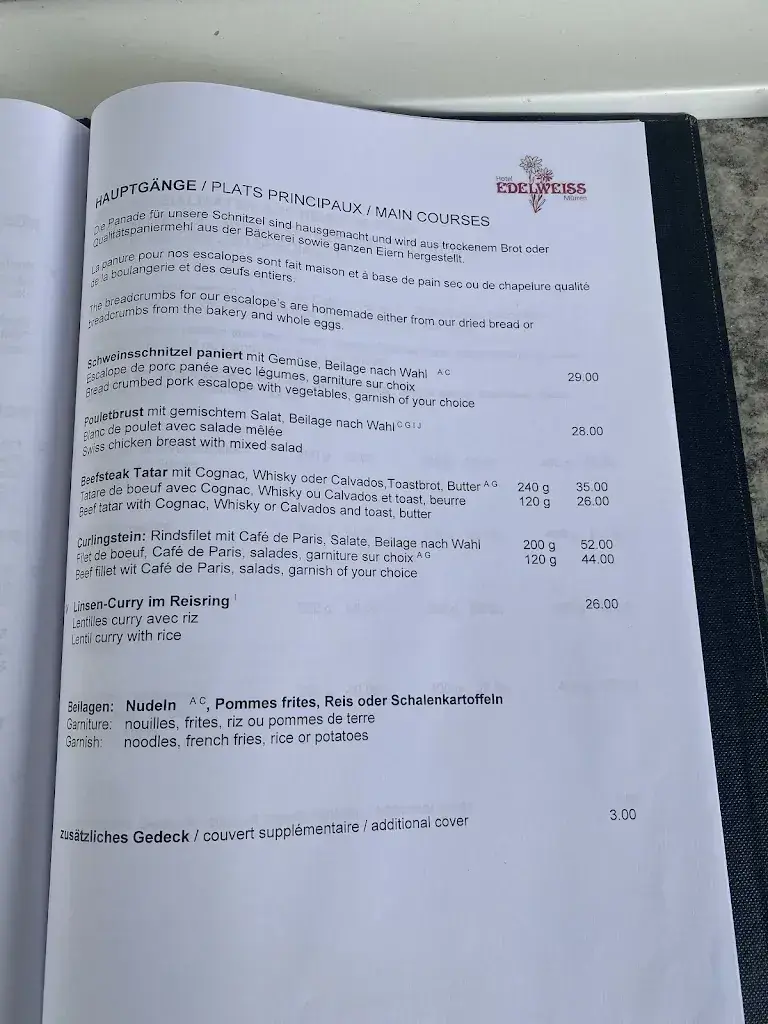 Menu_Restaurant Edelweiss Mürren_Mürren_image_3