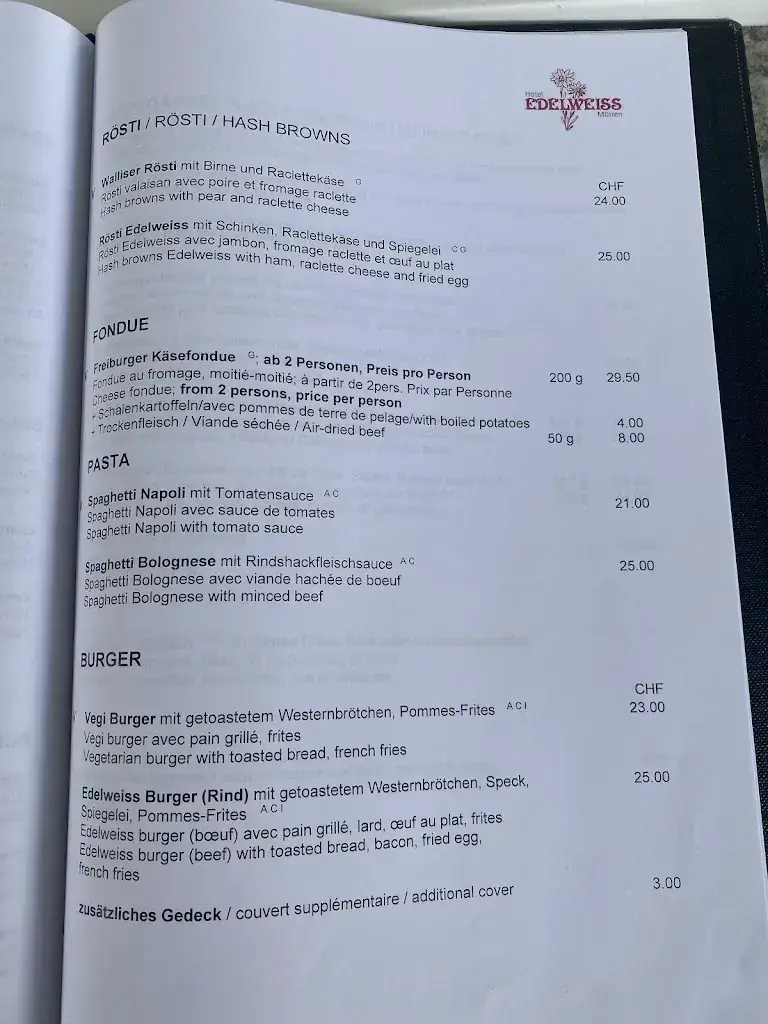 Menu_Restaurant Edelweiss Mürren_Mürren_image_4