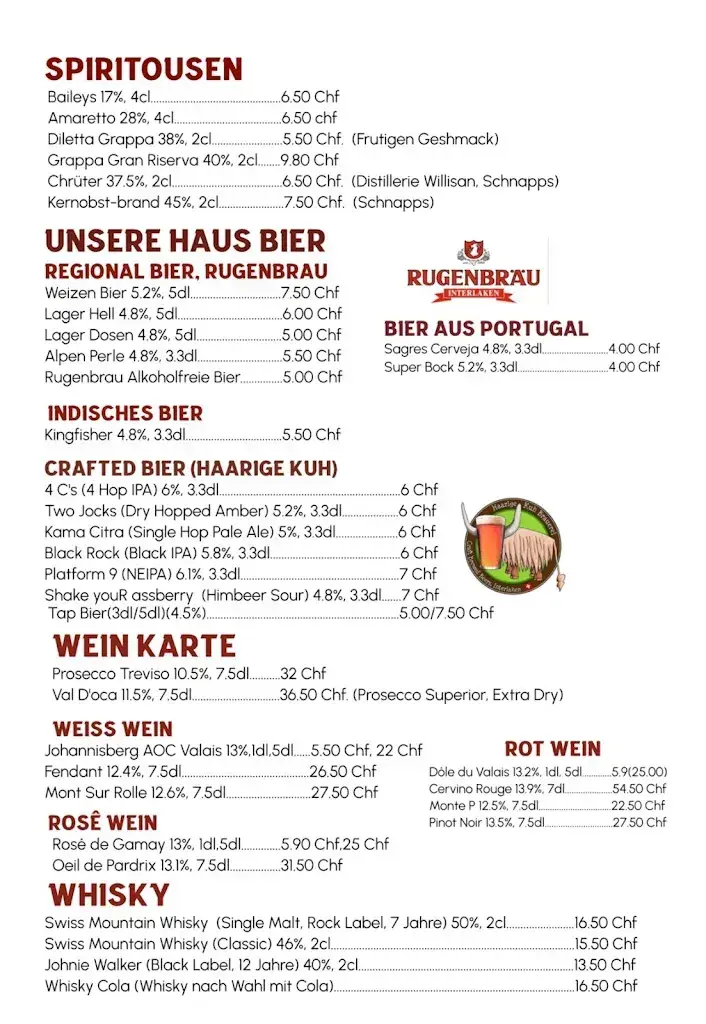 Menü_Indian restaurant south , Abi's Aroma Avenue_Interlaken_Bild_3