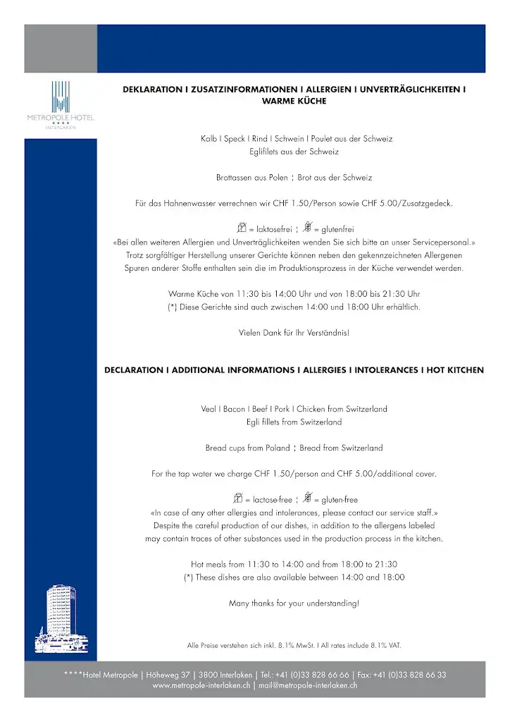 Top o´Met restaurant à Interlaken