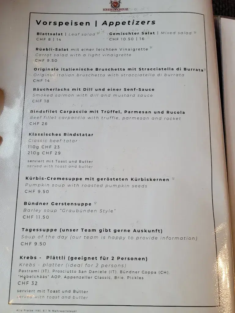 Hotel Restaurant Krebs restaurante en Interlaken