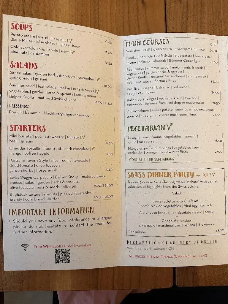 Taverne Restaurant in Interlaken