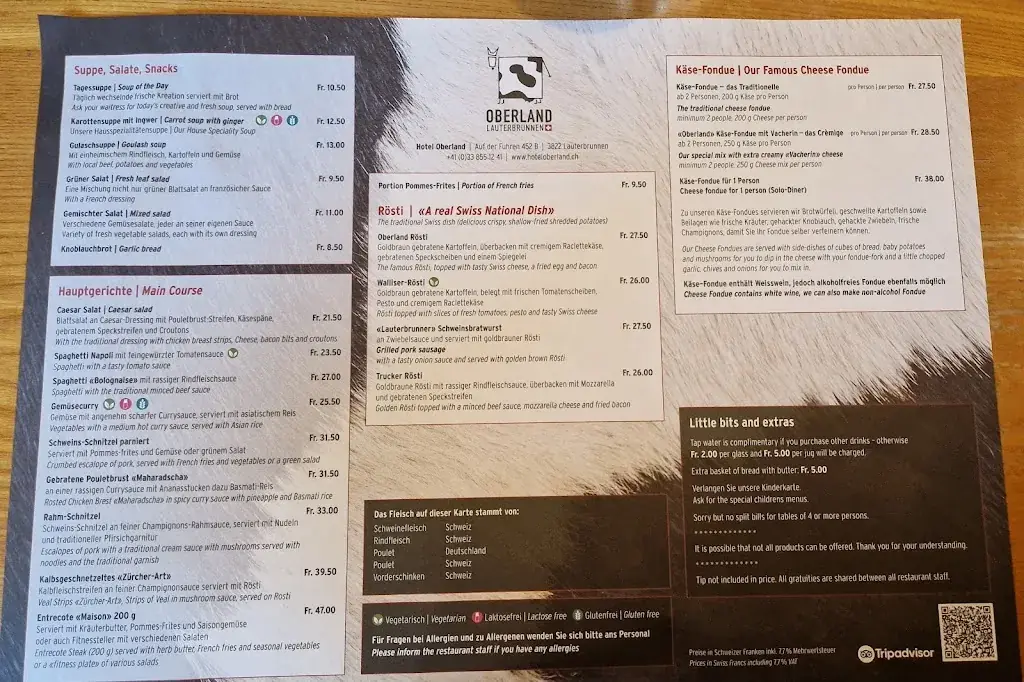 Restaurant Oberland restaurant à Lauterbrunnen