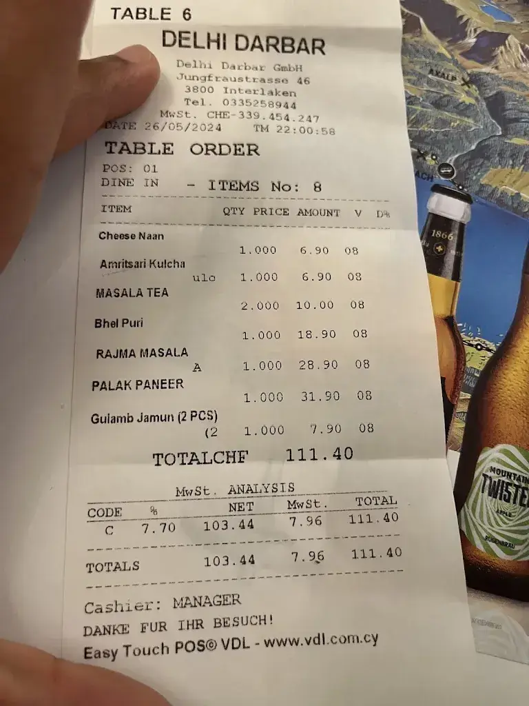 Anupama_Delhi Darbar Indian Restaurant_Interlaken_avis