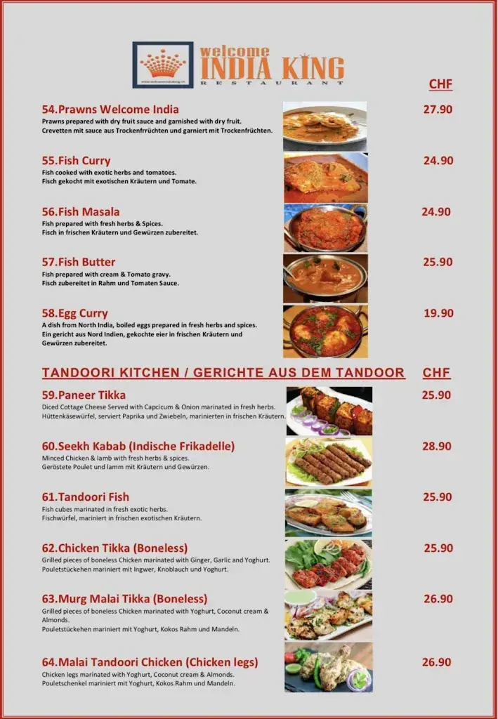 Welcome India King_Interlaken_menu_image_1