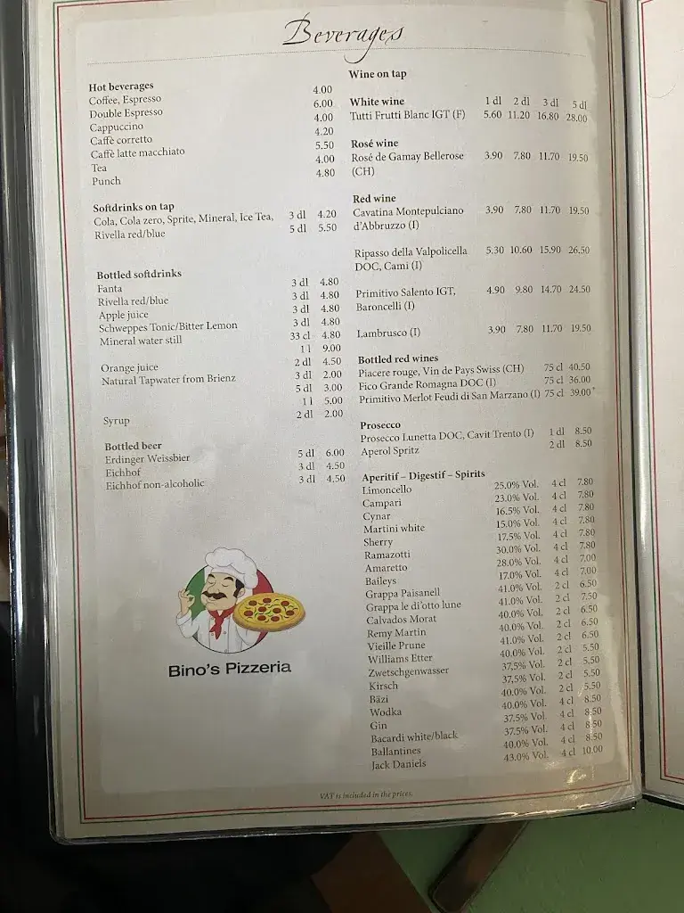 Menü_Bino's Pizzeria_Brienz_Bild_2