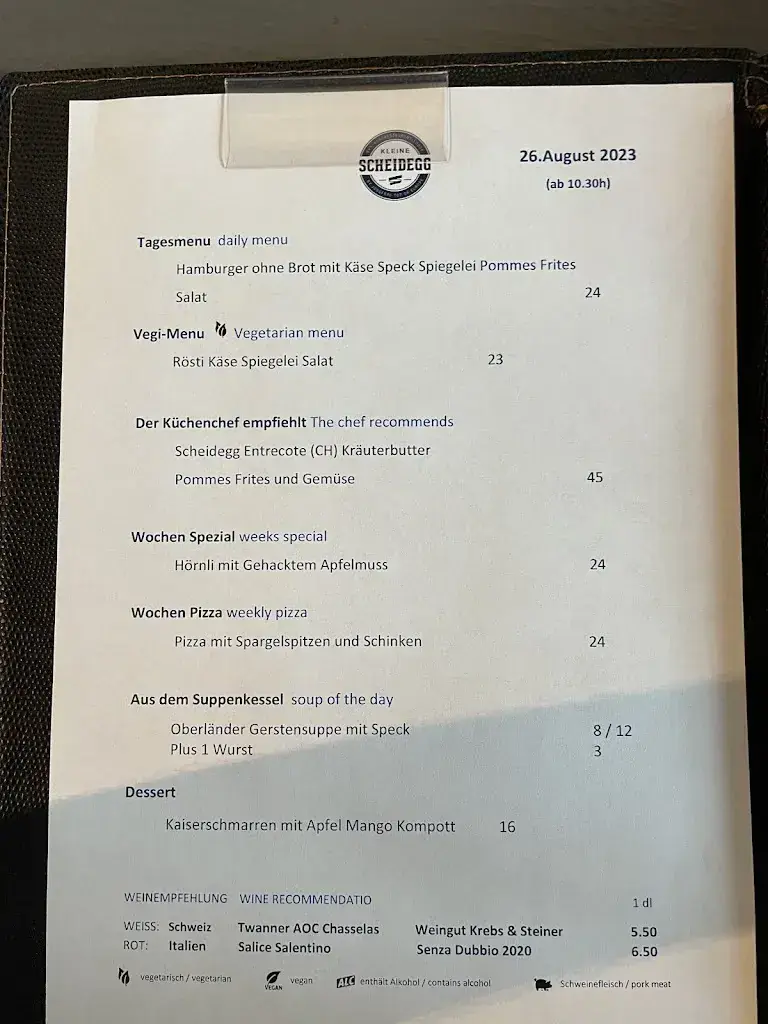 Menü_Bergrestaurant Kleine Scheidegg_Kleine Scheidegg_Bild_4