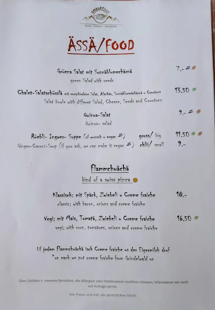 Chaletbar_Kleine Scheidegg_menu_image_1