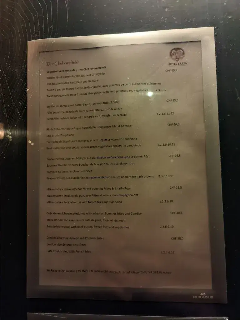 Menu_Restaurant Hotel Bären_Wilderswil_imagen_2