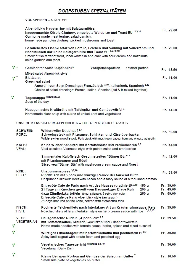 Swiss Bistro im Hotel Alpenblick restaurant à Wilderswil