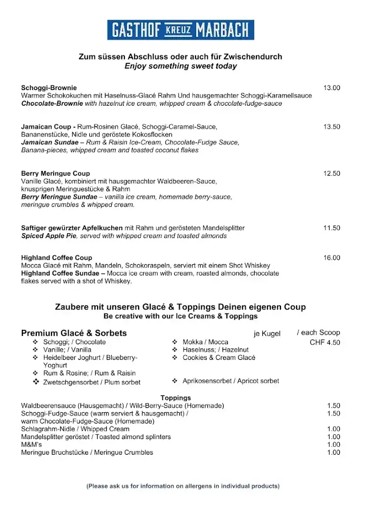 Menu_Gasthof Kreuz Restaurant & Rooms_Marbach_immagine_2