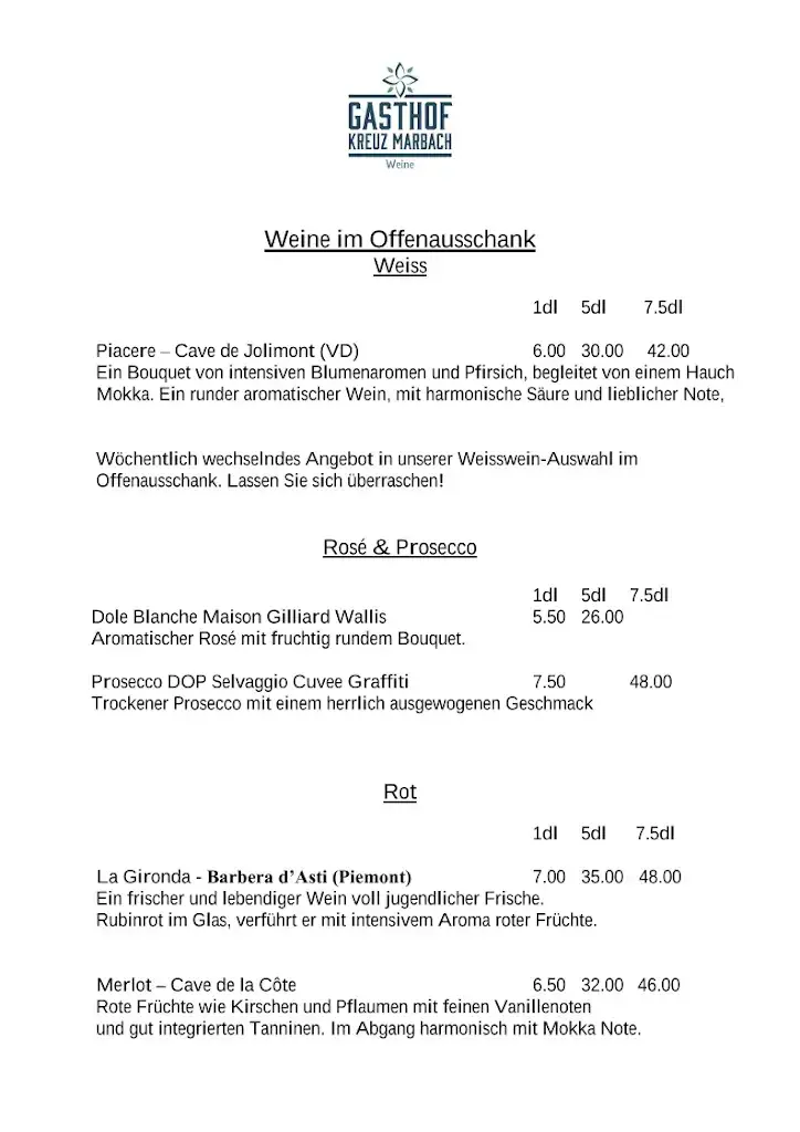 Menu_Gasthof Kreuz Restaurant & Rooms_Marbach_immagine_4