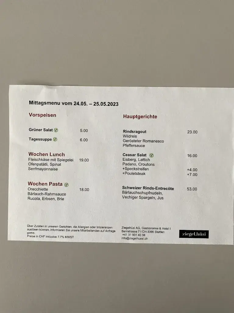 Menu_Ziegel.hüsi AG Gastronomie & Hotel_Stettlen_immagine_1