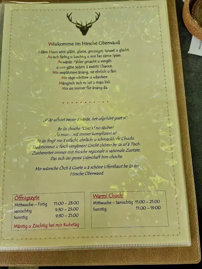 Menü_Restaurant Hirschen, Oberwald_Dürrenroth_Bild_2