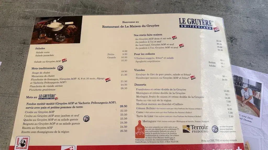 Menu_Restaurant de La Maison du Gruyère_Pringy_image_2