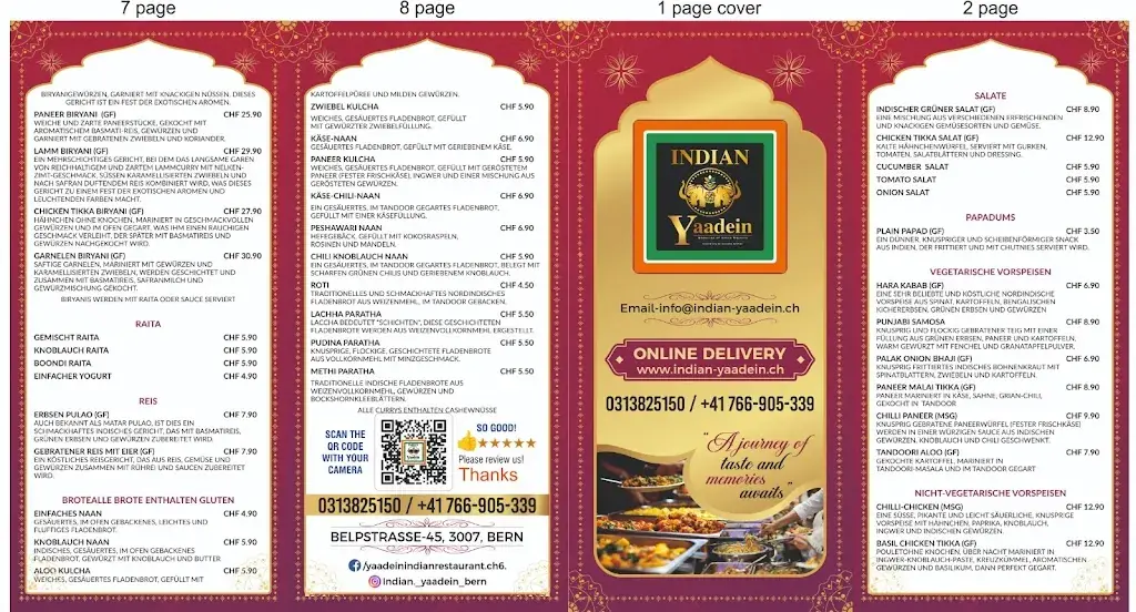 Menu_Indian Yaadein_Bern_immagine_2