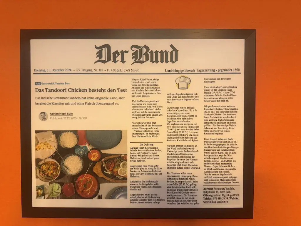 Menu_Indian Yaadein_Bern_immagine_4