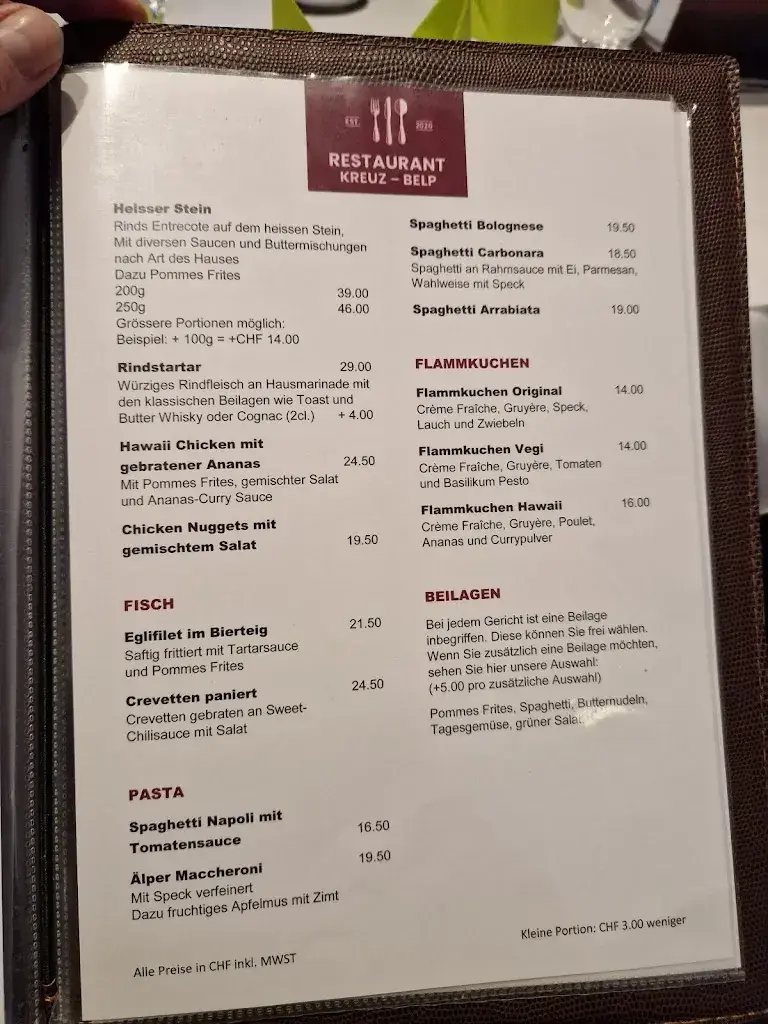 Menu_Restaurant Kreuz Belp_Belp_image_1