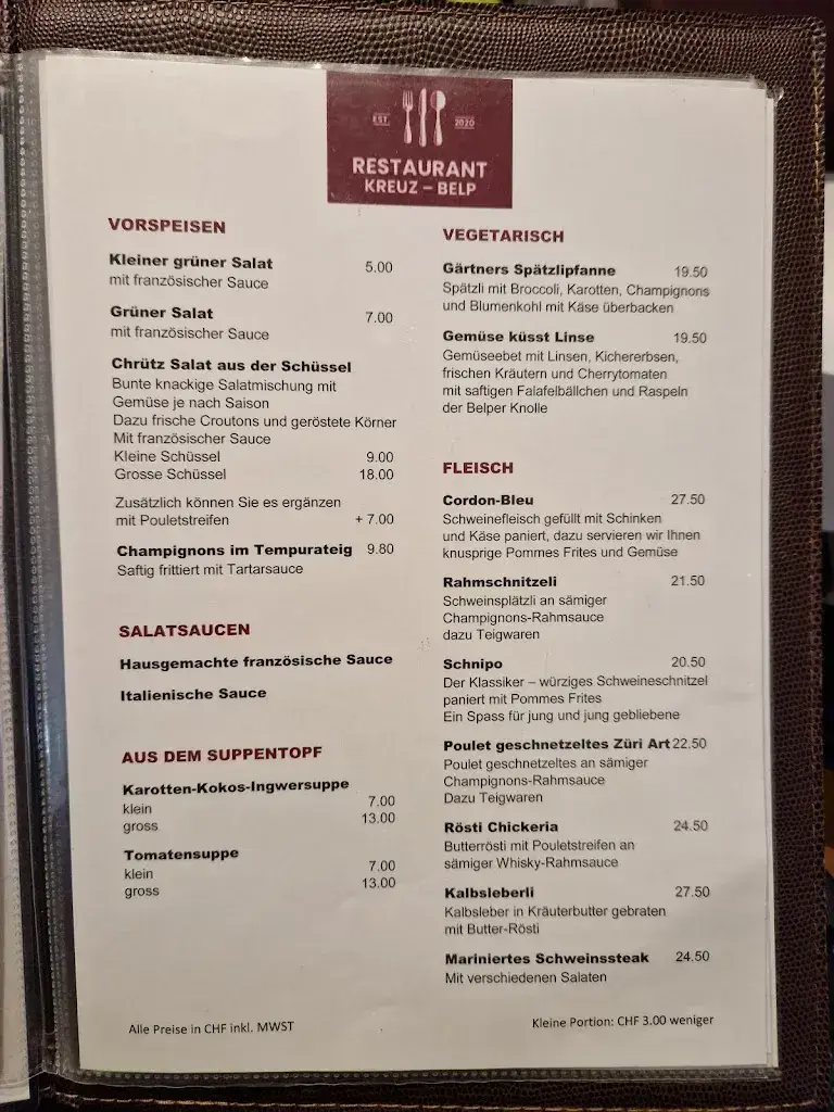 Menu_Restaurant Kreuz Belp_Belp_image_3