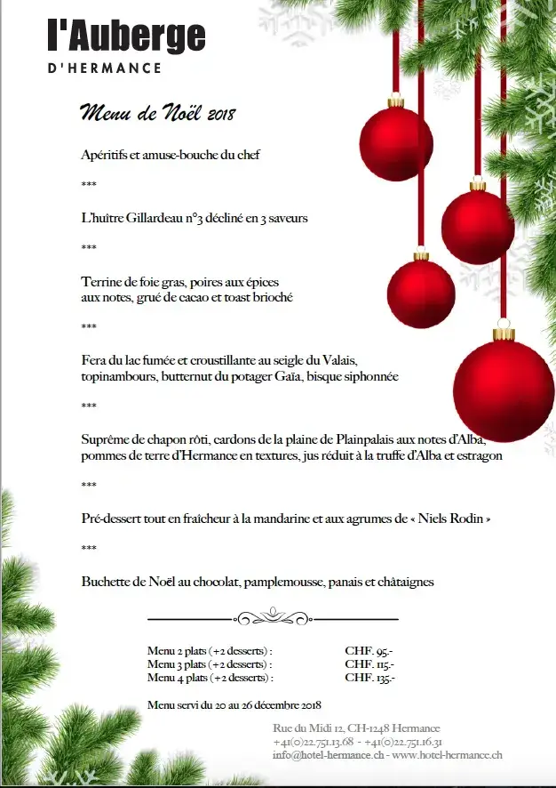 Menu_L'Auberge d'Hermance - Romantik Hotel & Restaurant_Hermance_image_1