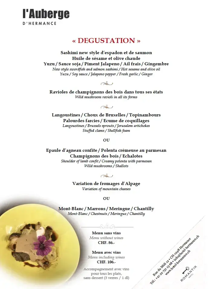 Menu_L'Auberge d'Hermance - Romantik Hotel & Restaurant_Hermance_image_3