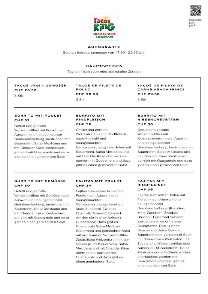 Menu_TACOS KING - Mexican Restaurant Bern - Belp_Belp_image_1